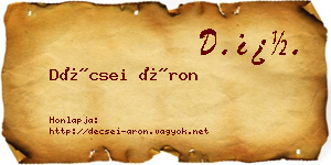Décsei Áron névjegykártya